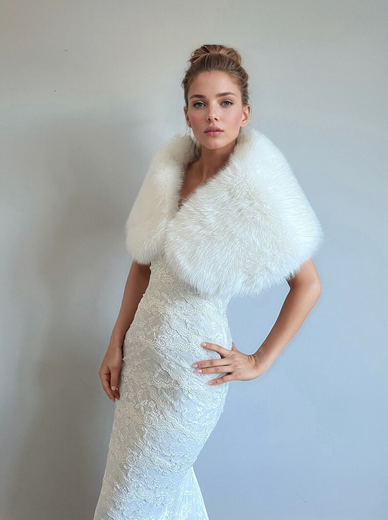 Where to Get a Faux Fur Shawl for the Bride s Wedding Day Look