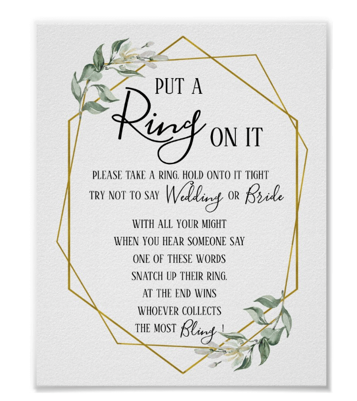 Put a Ring on it Bridal Shower Game, Ready to Print, sunflowers countr –  designsplusmore