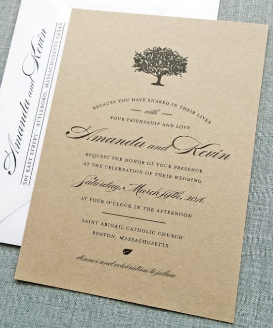 Kraft Paper Invitations for Weddings by Cricket Printing on Etsy