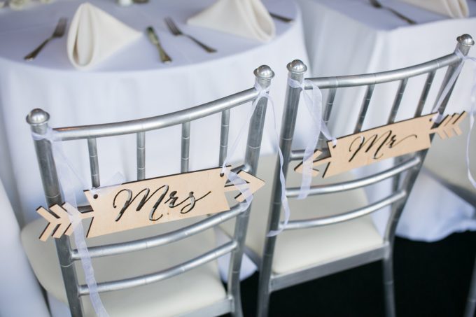 chair signs | via Heart and Arrow Wedding Ideas: https://emmalinebride.com/themes/heart-and-arrow-wedding-ideas