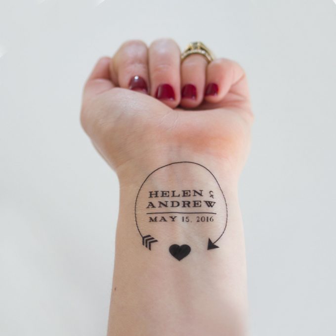 tattoo favors | via Heart and Arrow Wedding Ideas: https://emmalinebride.com/themes/heart-and-arrow-wedding-ideas