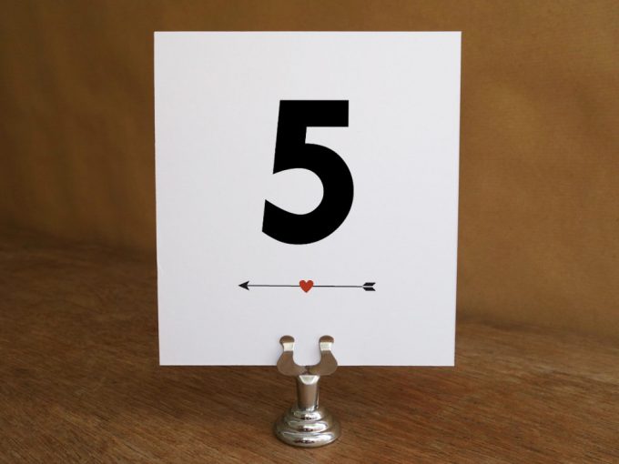 table numbers | via Heart and Arrow Wedding Ideas: https://emmalinebride.com/themes/heart-and-arrow-wedding-ideas