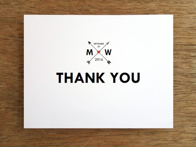 thank you cards | via Heart and Arrow Wedding Ideas: https://emmalinebride.com/themes/heart-and-arrow-wedding-ideas