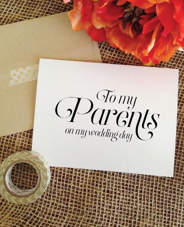 Cute wedding day cards for parents, siblings, best friend, groom, bride, etc. | via https://emmalinebride.com/gifts/wedding-day-cards-for-parents/