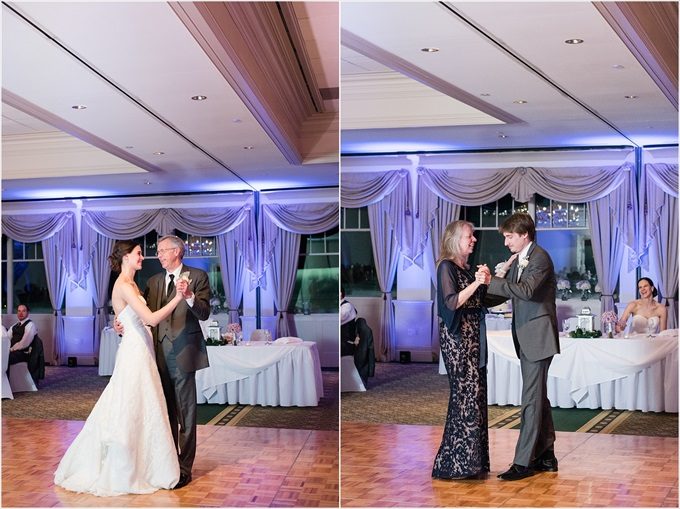 bride and father dance along with groom and mother at this Sedgefield Country Club wedding| Greensboro, North Carolina winter wedding photographed by Michelle Robinson Photography - https://emmalinebride.com/real-weddings/sedgefield-country-club-wedding/