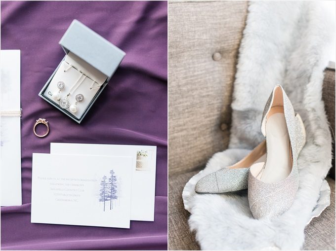 bride's heels and jewelry in this Sedgefield Country Club wedding| Greensboro, North Carolina wedding photographed by Michelle Robinson Photography - https://emmalinebride.com/real-weddings/sedgefield-country-club-wedding/
