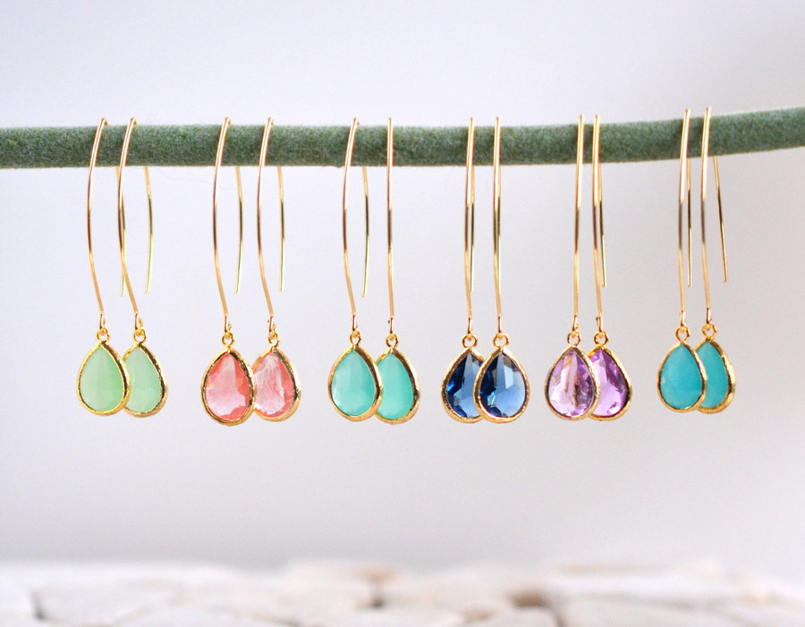 drop earrings for bridesmaids by rustic gem jewelry