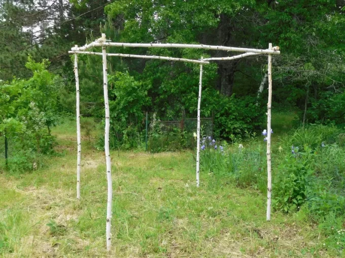5-Piece White Birch Wedding Arch Kit – Rustic Handmade Ceremony Backdrop