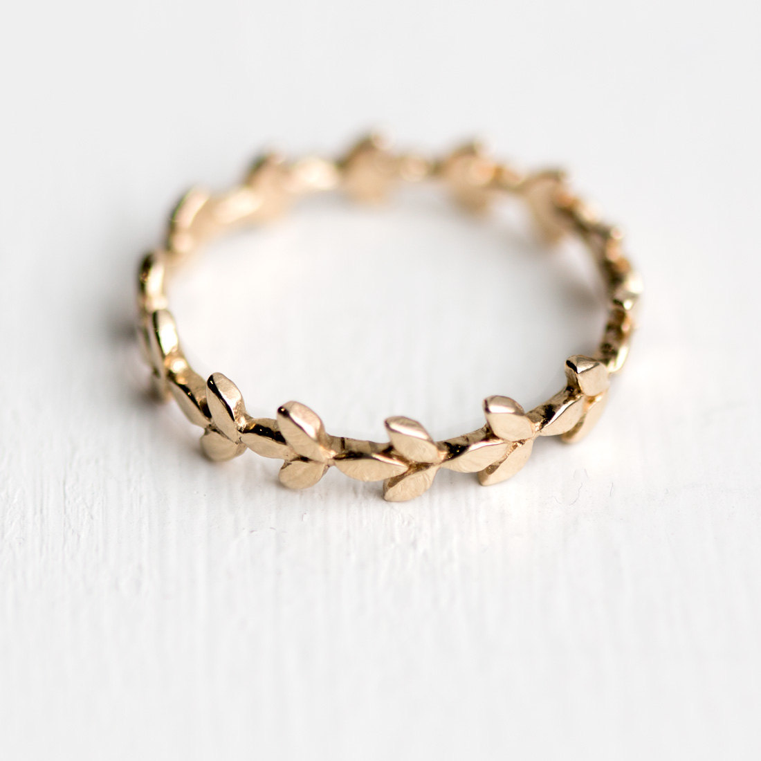 Vine Wedding Band in 14k Gold Leaf Wedding Ring Emmaline Bride