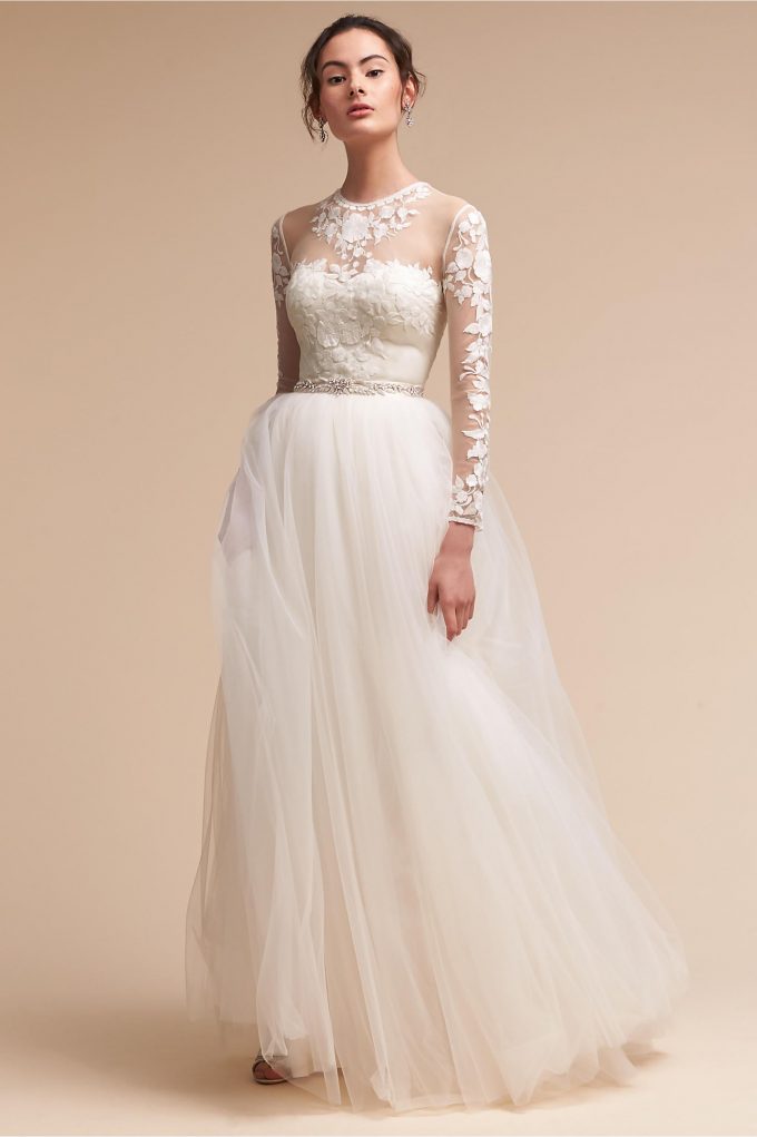wedding dress with bodysuit and skirt