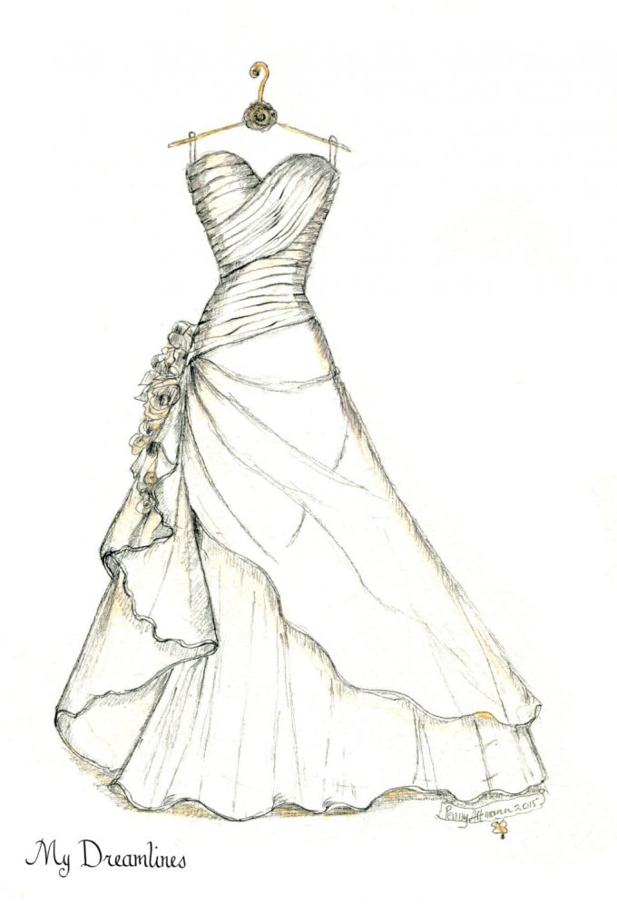 Wedding dress type set line drawing - Stock Illustration [86990334] - PIXTA