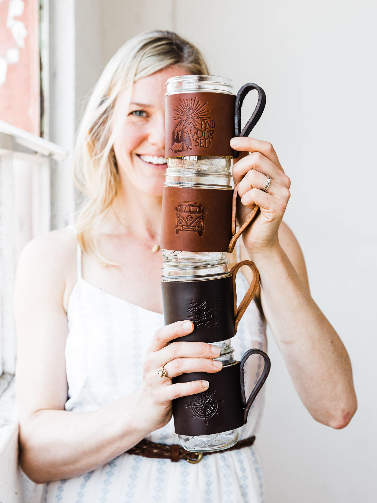 This Leather Mason Jar Holder Turns Any Jar Into A Drinking Mug