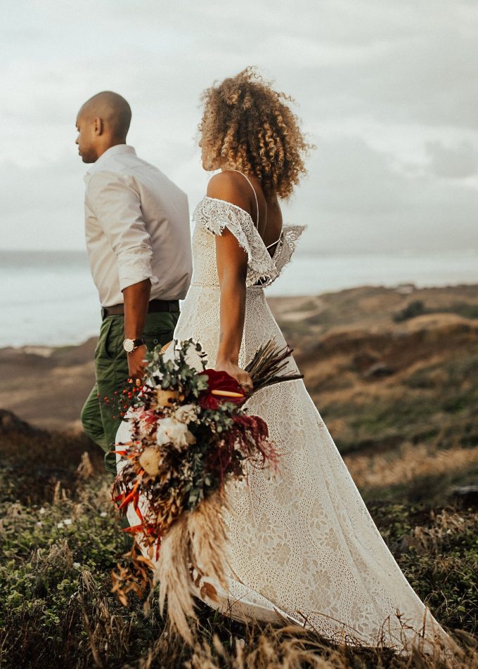 off shoulder casual wedding dress