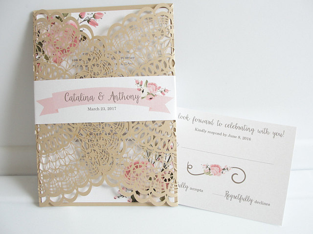 Laser Cut Wedding Invitations Lace Inspired Invites Emmaline