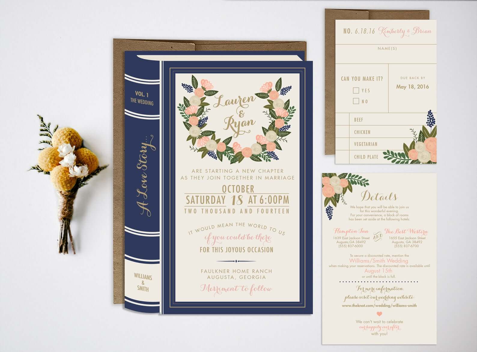50 100 Vintage FLORAL Shabby Chic WEDDING Personalized Invitations Custom 