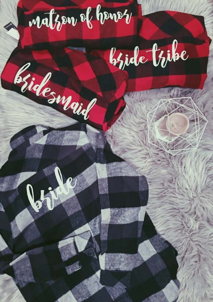 bride and bridesmaid flannels