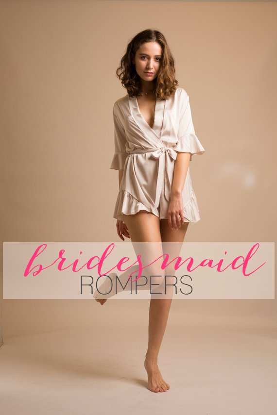 bridal party getting ready rompers