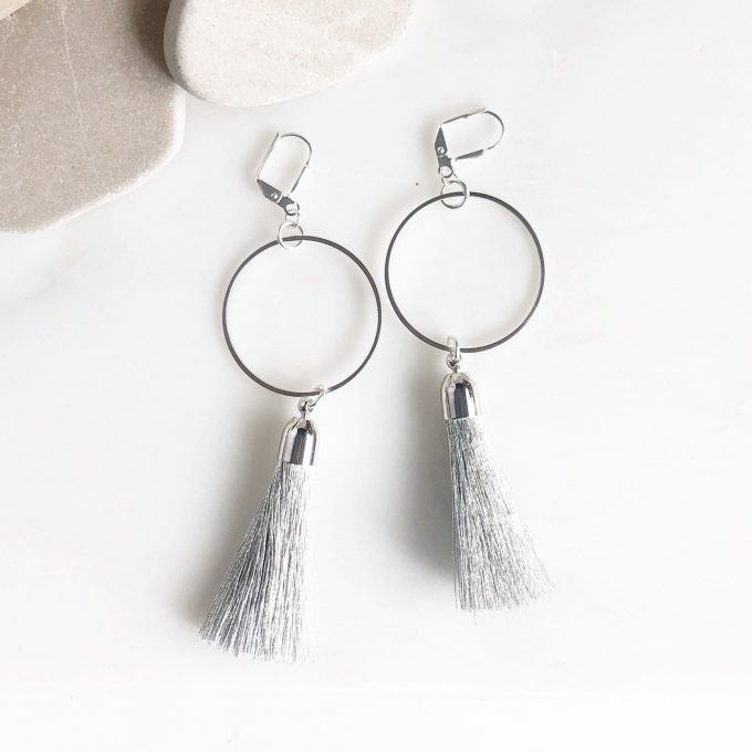 jessie silver polished tassel earrings main image 0
