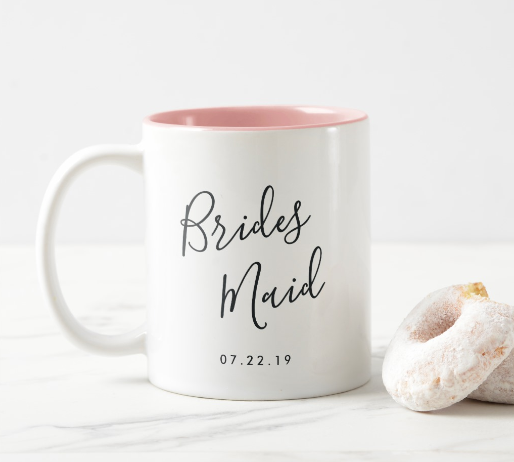 Bridesmaid Mad Dots Wedding Mug with Wording and Diamante Heart