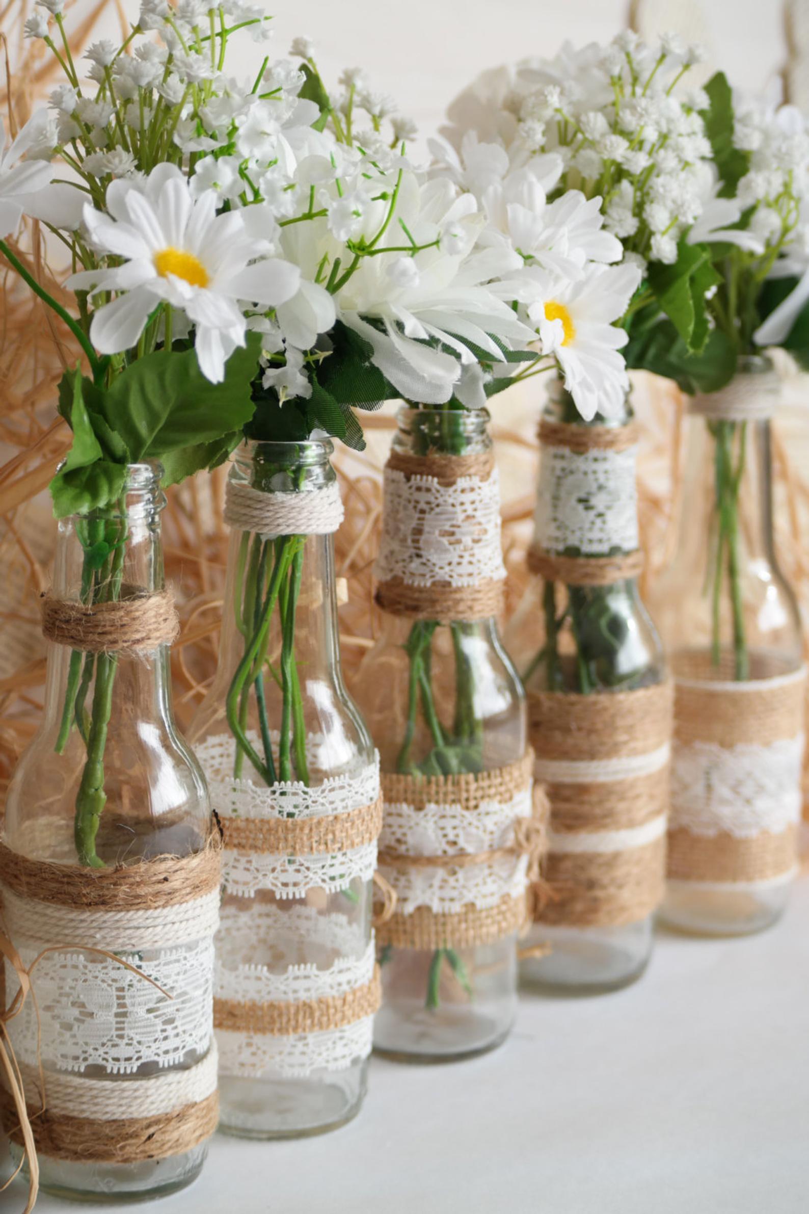 Shabby Chic Rustic Wedding Centrepieces 14 Jars ideal for flowers or Candles 