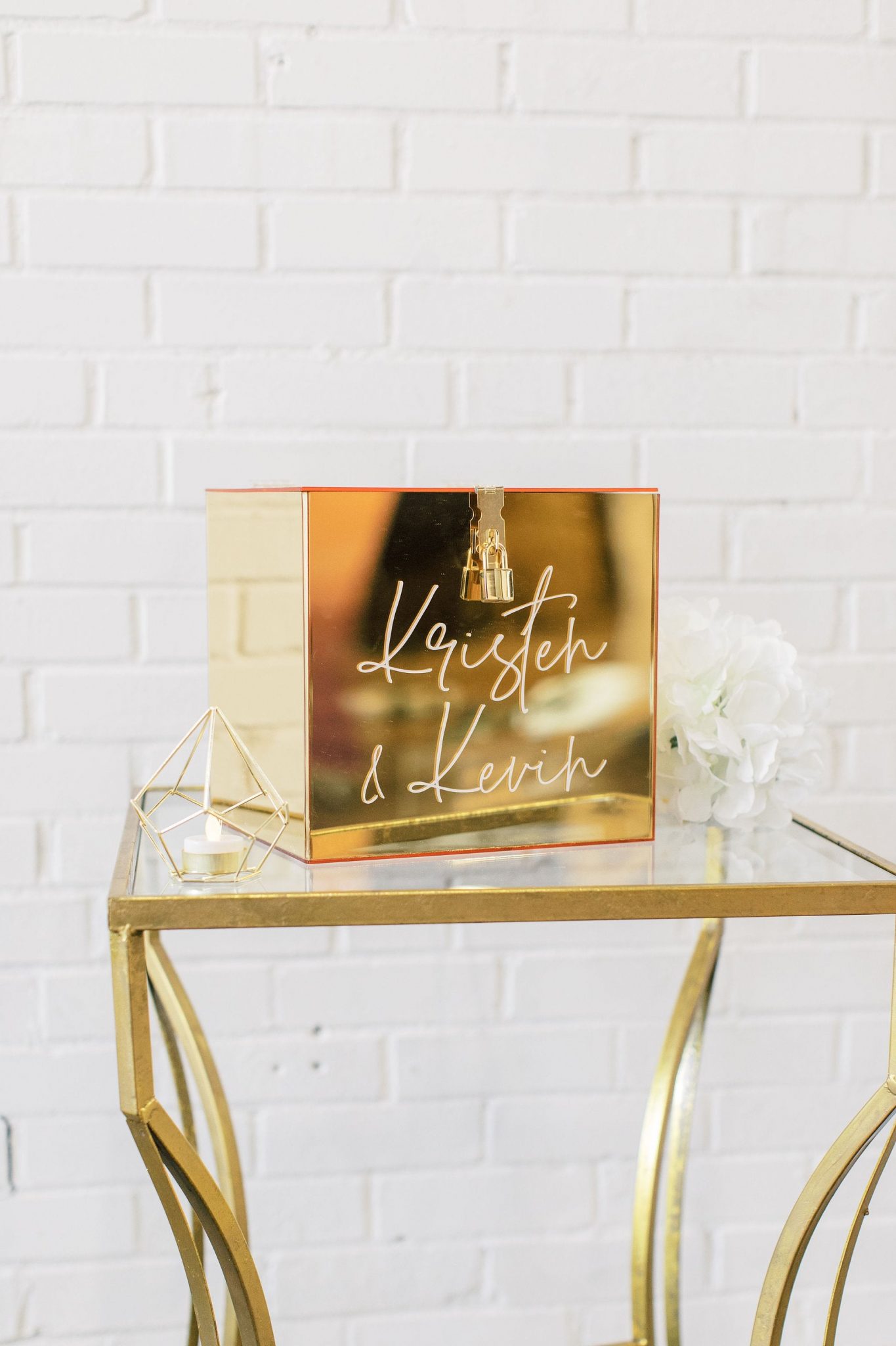 Elegant wedding card box. Mirrored gold/silver card box