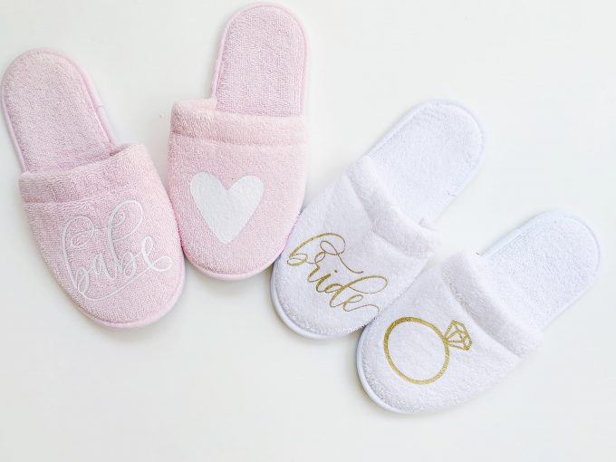 pink bridesmaid slippers