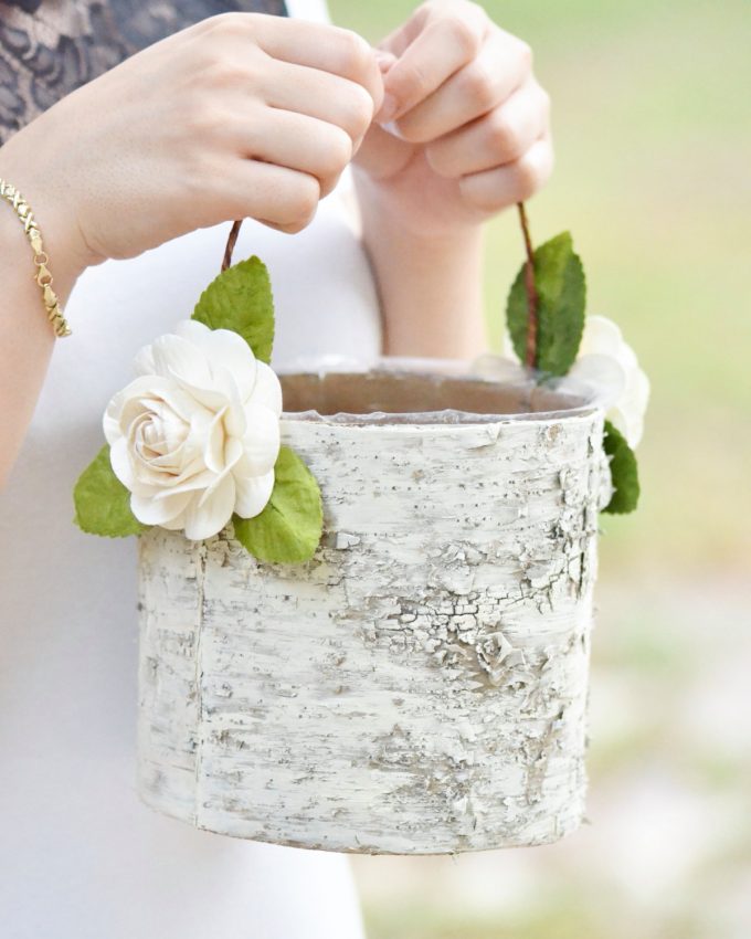 birch flower girl basket