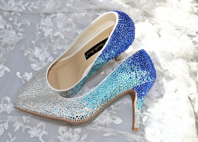 blue sparkly shoes for wedding