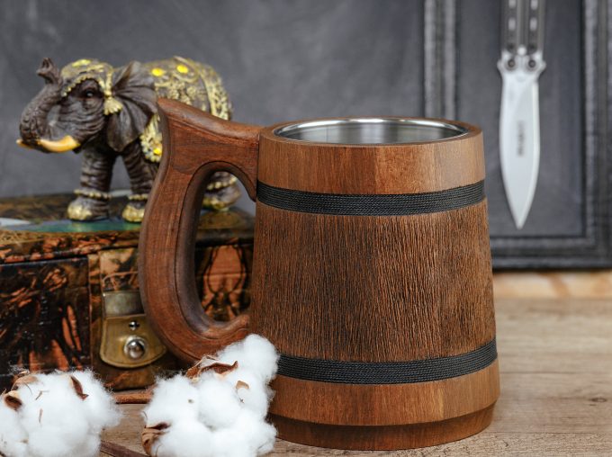 wooden beer steins and mugs for groomsmen