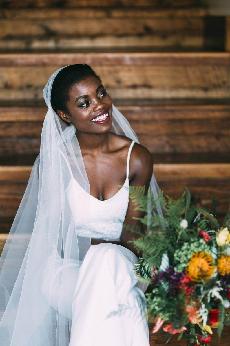 AUGUSTINE | Juliet cap veil with flowers