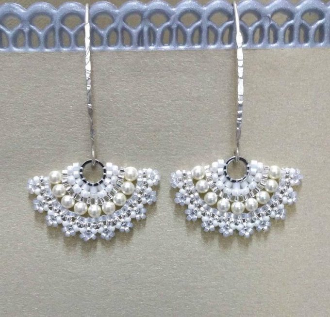 bridal fan earrings