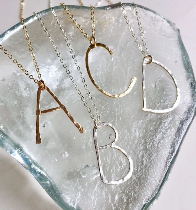 hammered initial necklace