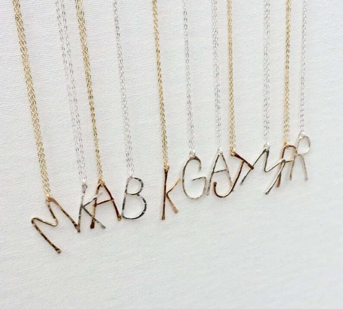 hammered initial necklace