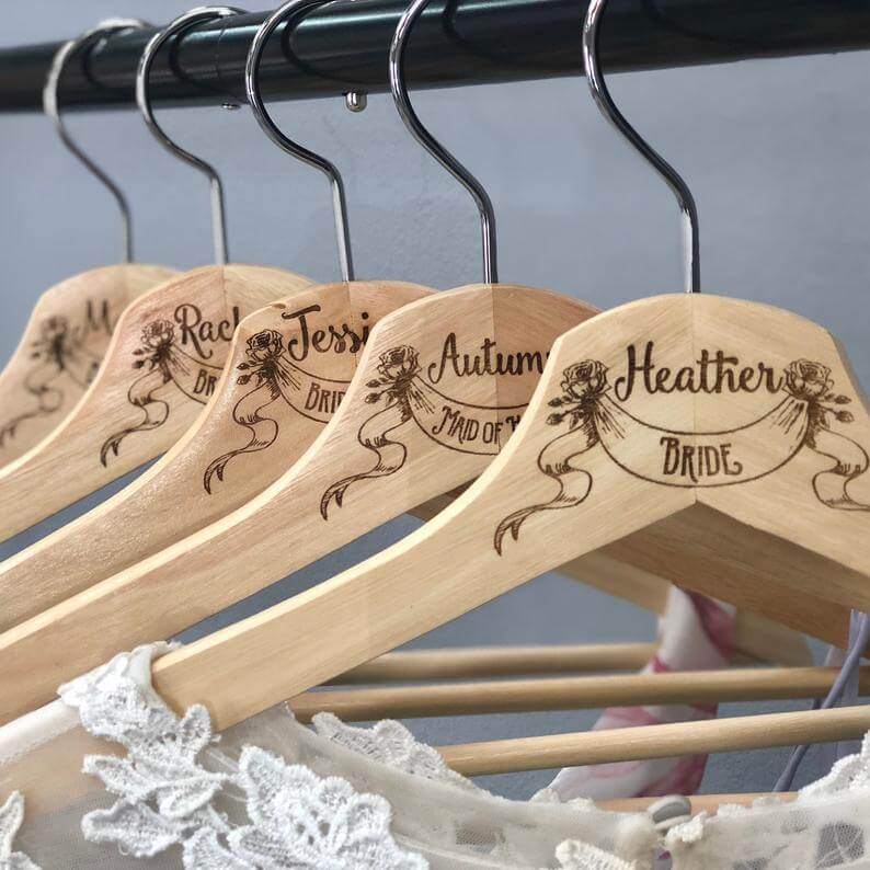 Laser Engraved Wedding Hangers Emmaline Bride