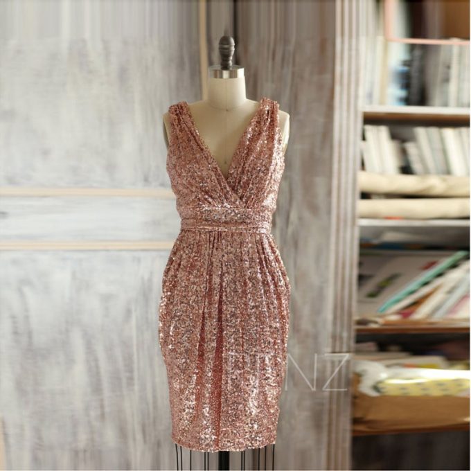 slim fit dress slacks Pregnancy Champagne Long Rose Gold Sequin Bridesmaid Dresses main image 1