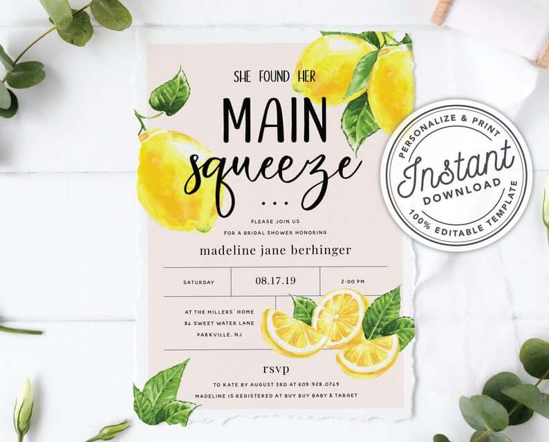 lemon themed baby shower invites