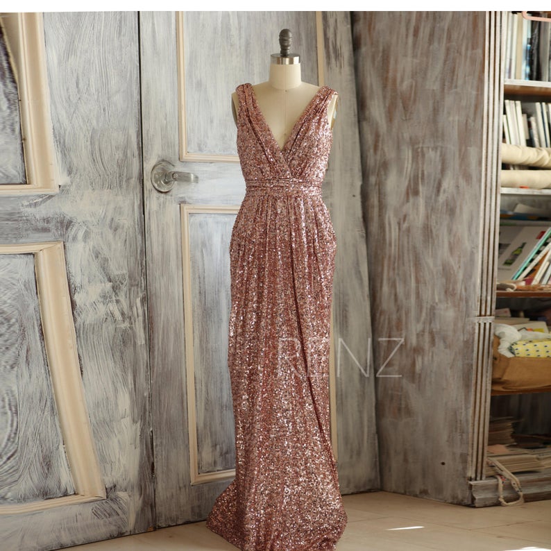 Where To Buy Rose Gold Sequin Bridesmaid Dresses Emmaline Bride 