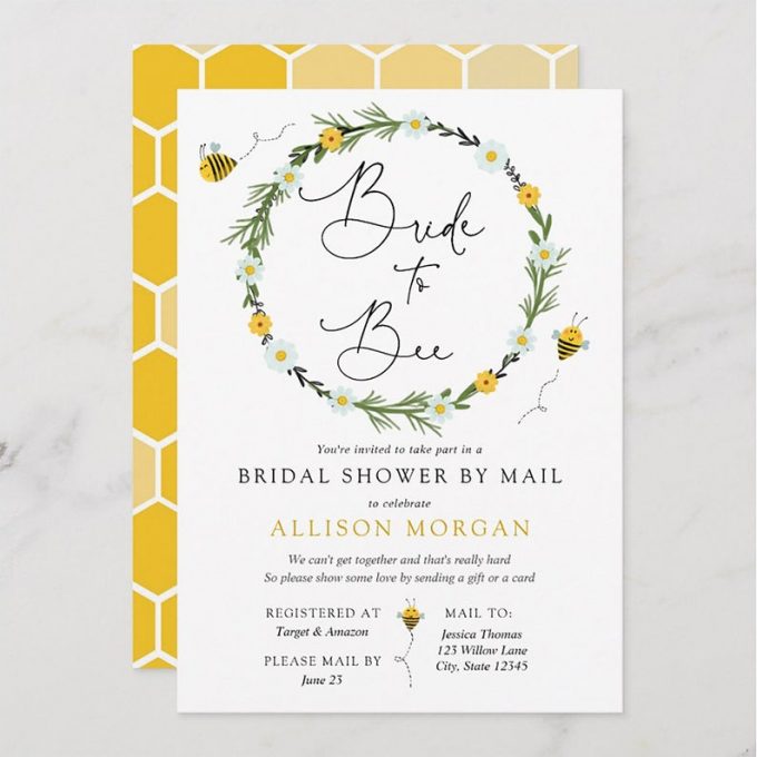 bride to bee bridal shower by mail