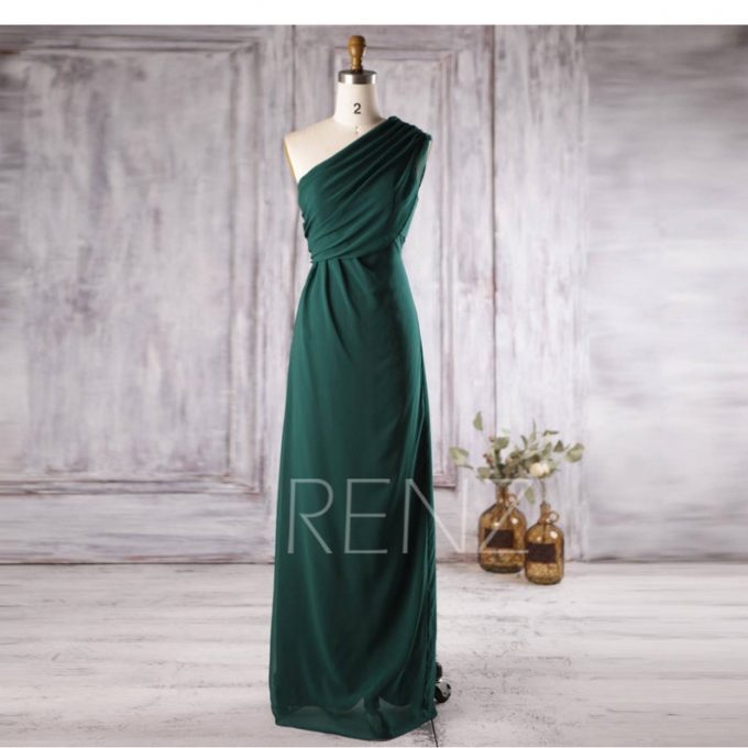 princess polly baby blue dress One Shoulder Beaded Chiffon Wholesale Bridesmaid Dresses main image 1