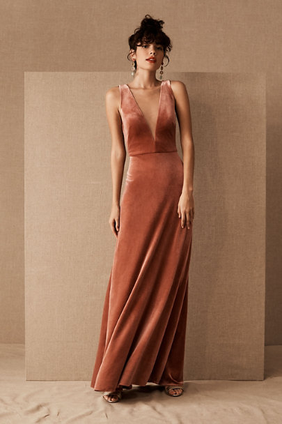 rust velvet bridesmaid dresses