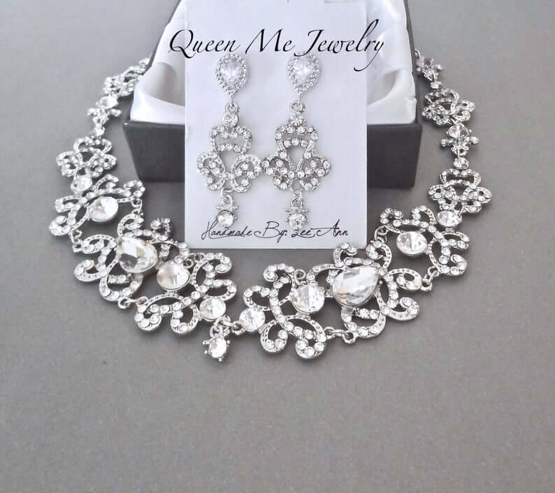 Bridal necklaces for strapless on sale gowns