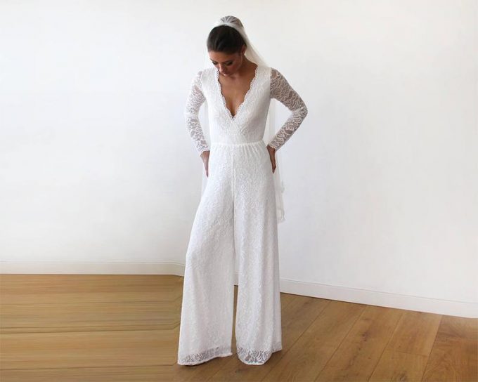 long sleeve wedding jumpsuit