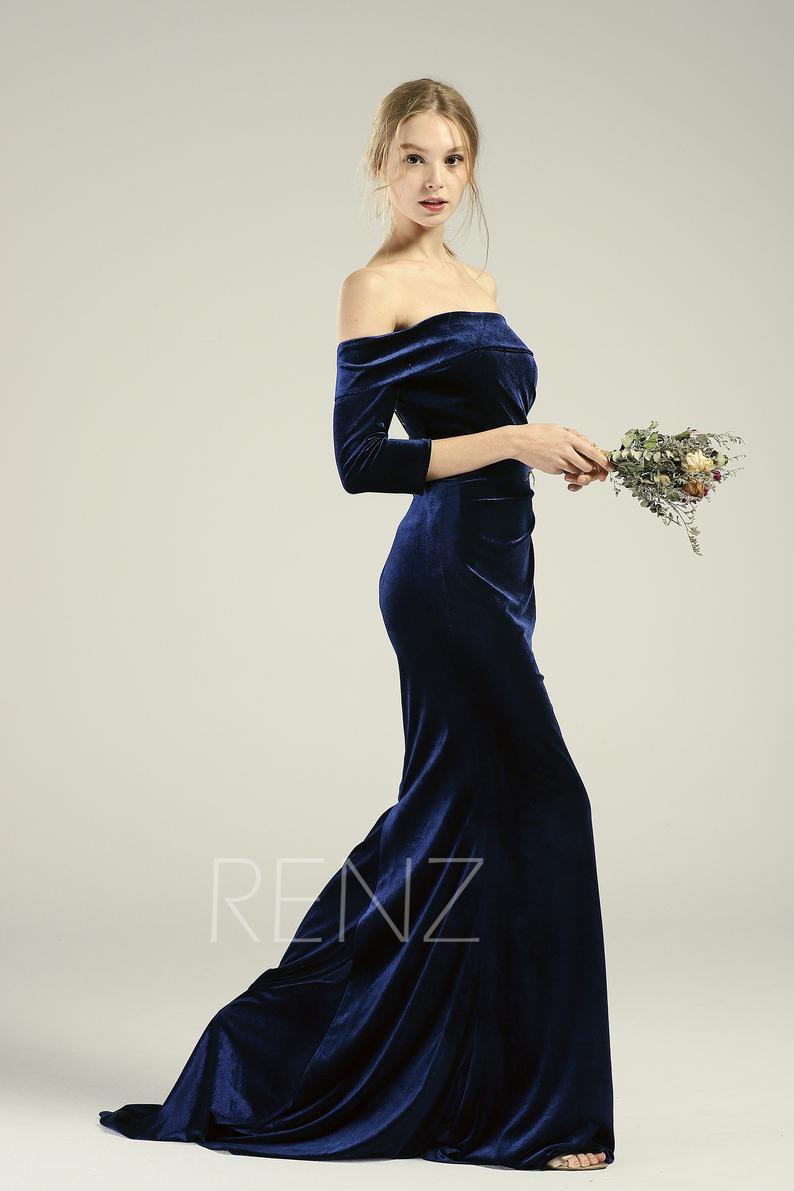 Fashion Velvet Elegant Bridesmaid Dress