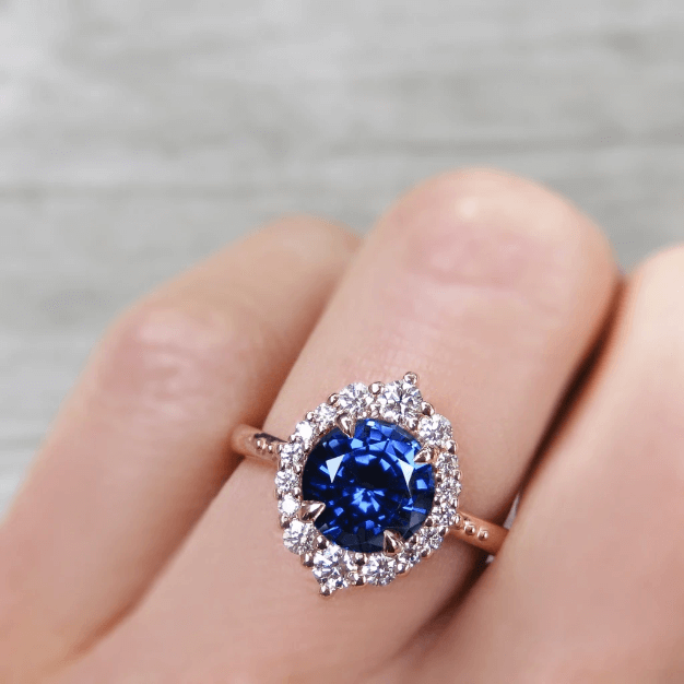 3 Sparkling Blue Sapphire Halo Engagement Rings: Ethical + Handmade