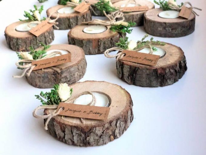 rustic candle favors for weddings