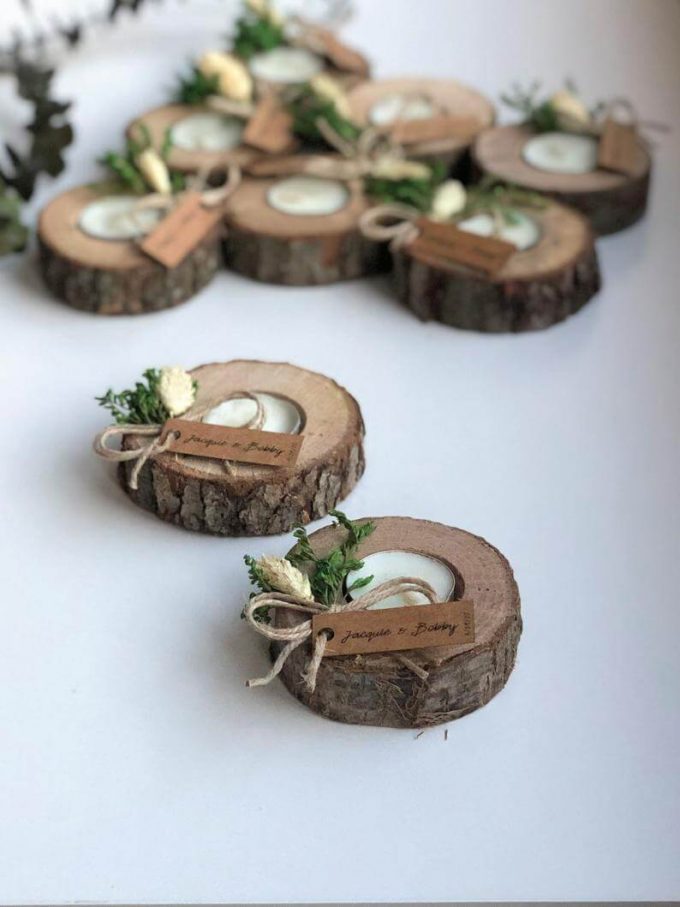 rustic candle favors for weddings