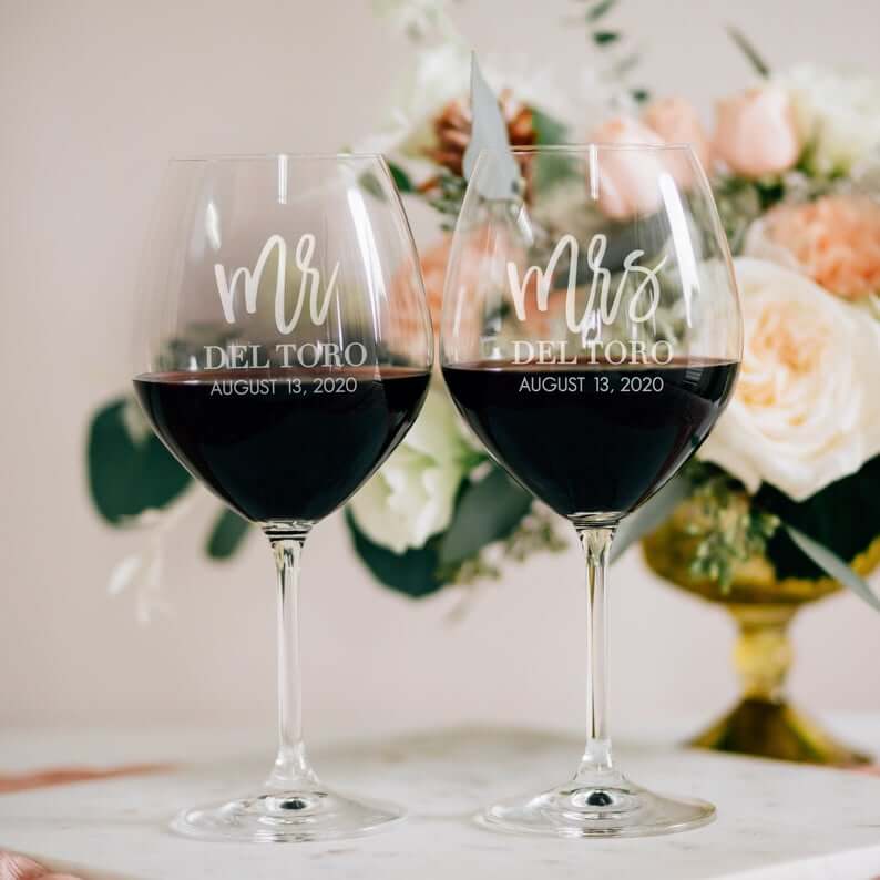 Where To Get Wine Glasses Engraved for Wedding Gift? Ask Emmaline