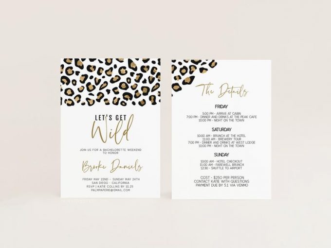 Wild Night Pink Cheetah Leopard Print Bachelorette Party Printable Invitations 