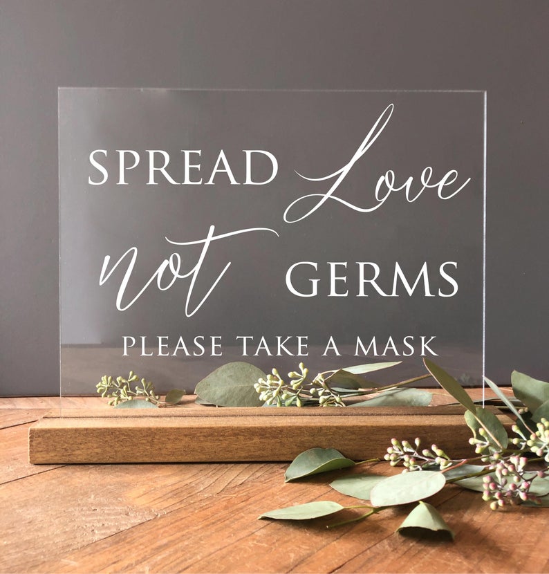 Spread Love Not Germs Sign for Weddings Emmaline Bride