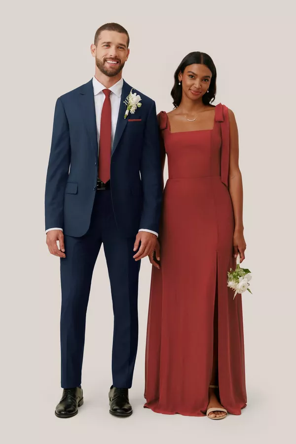 fitted lace wedding dress Zapaka Women Simple Black Blue Mermaid Long Bridesmaid Dress with Slit Spaghetti Straps Pleated Long Formal Dress, Black Blue / US16W main image 0